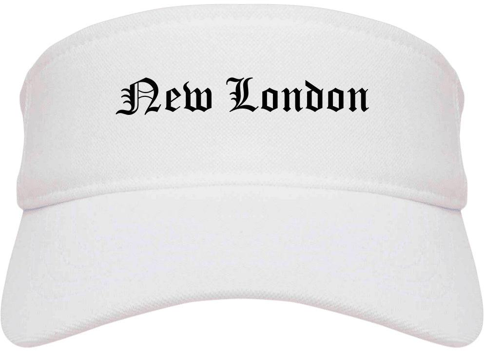 New London Connecticut CT Old English Mens Visor Cap Hat White