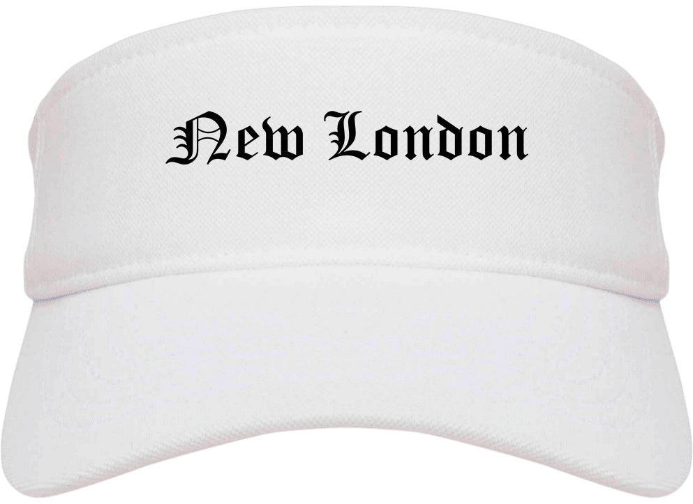 New London Wisconsin WI Old English Mens Visor Cap Hat White
