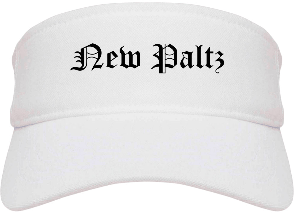 New Paltz New York NY Old English Mens Visor Cap Hat White