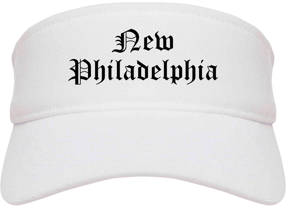 New Philadelphia Ohio OH Old English Mens Visor Cap Hat White