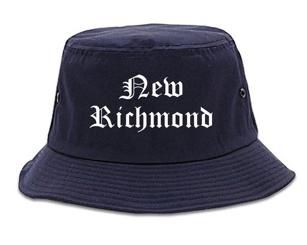 New Richmond Wisconsin WI Old English Mens Bucket Hat Navy Blue