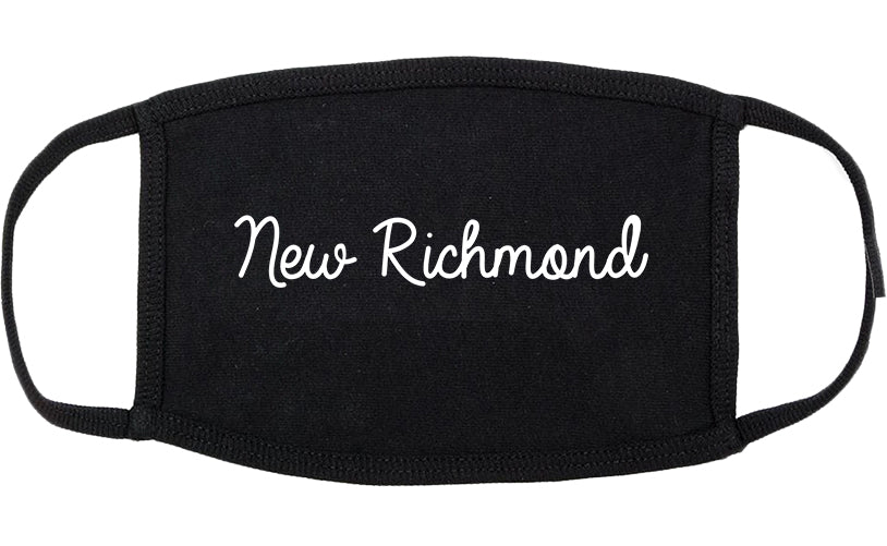 New Richmond Wisconsin WI Script Cotton Face Mask Black