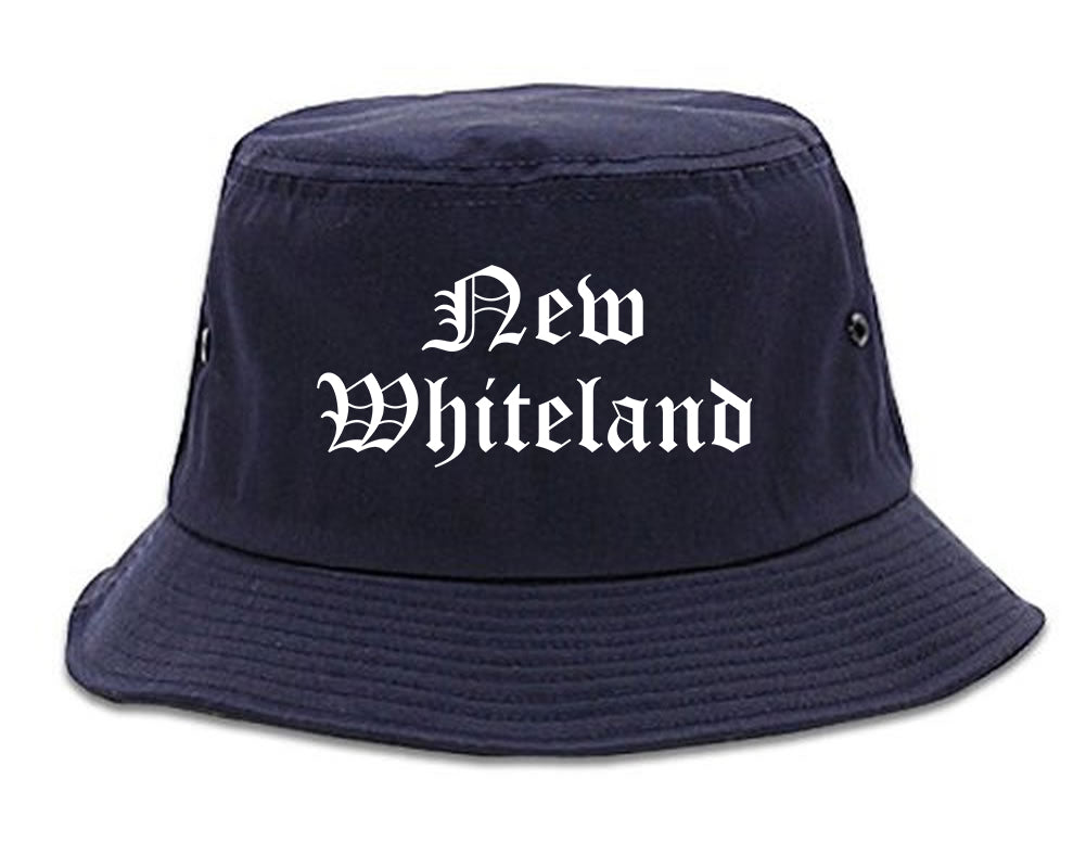 New Whiteland Indiana IN Old English Mens Bucket Hat Navy Blue
