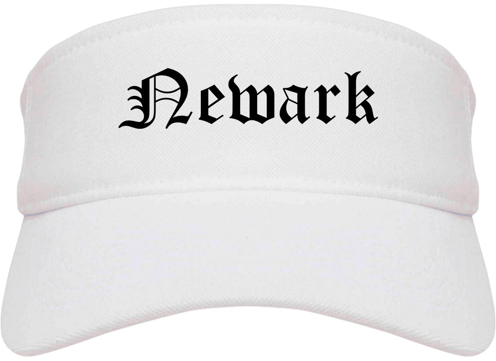 Newark New Jersey NJ Old English Mens Visor Cap Hat White
