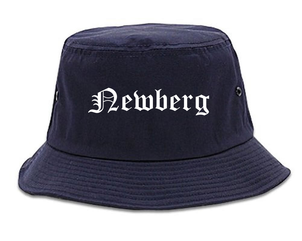 Newberg Oregon OR Old English Mens Bucket Hat Navy Blue