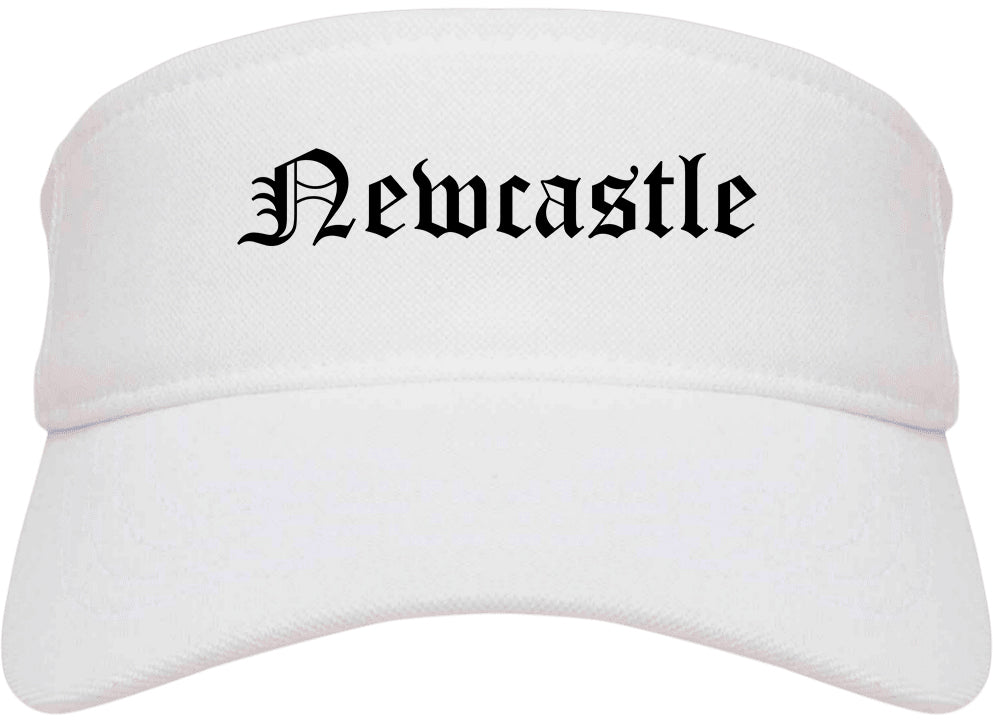 Newcastle Oklahoma OK Old English Mens Visor Cap Hat White