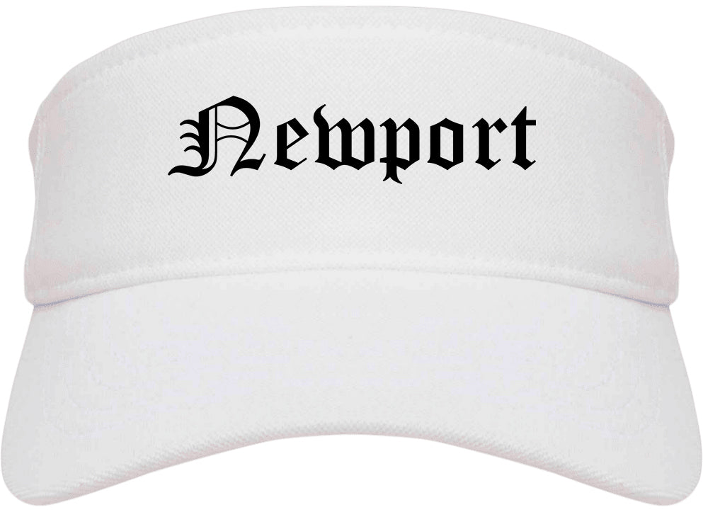 Newport Arkansas AR Old English Mens Visor Cap Hat White