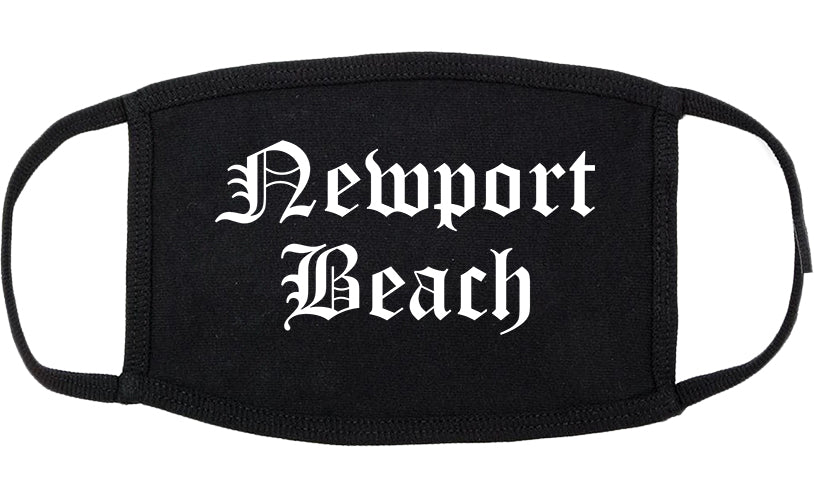 Newport Beach California CA Old English Cotton Face Mask Black