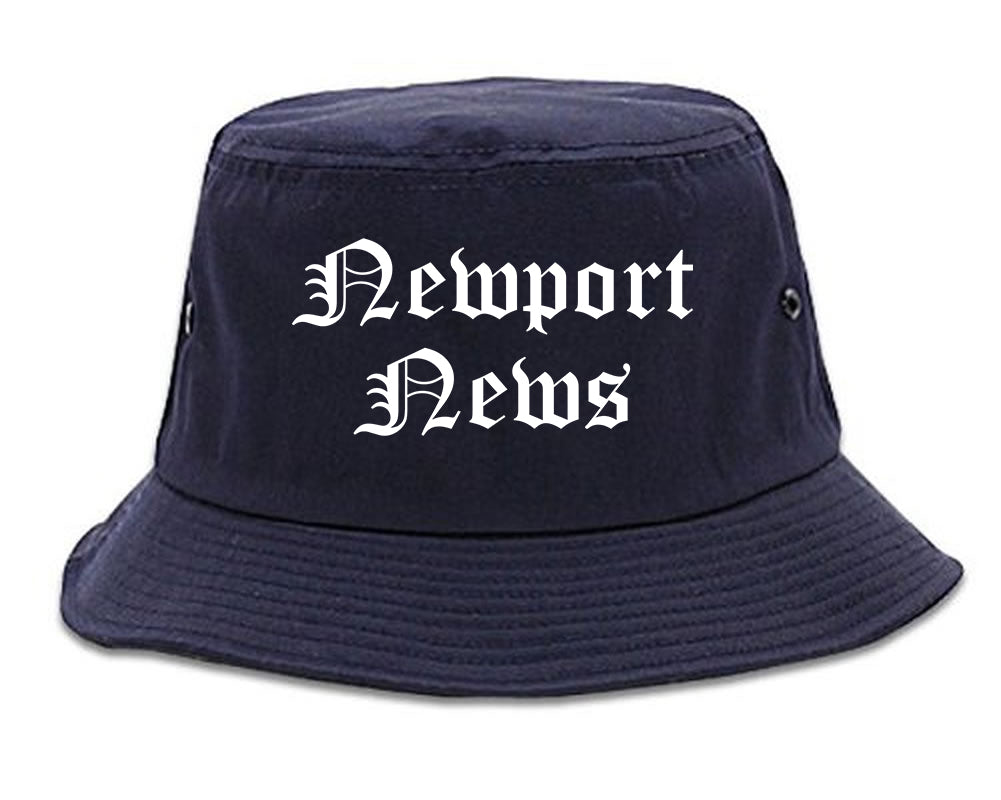 Newport News Virginia VA Old English Mens Bucket Hat Navy Blue