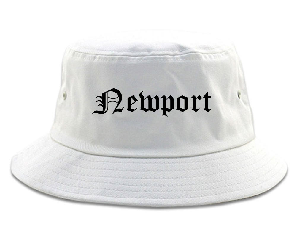 Newport Rhode Island RI Old English Mens Bucket Hat White