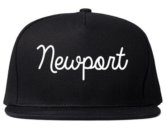 Newport Vermont VT Script Mens Snapback Hat Black