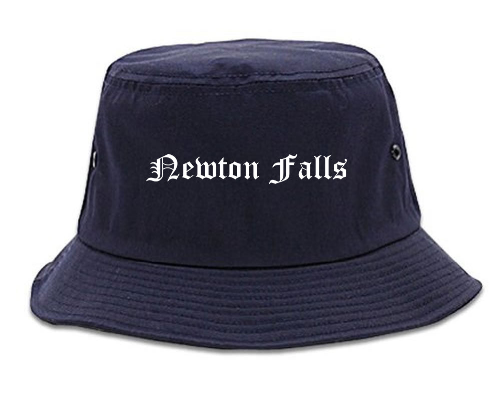Newton Falls Ohio OH Old English Mens Bucket Hat Navy Blue