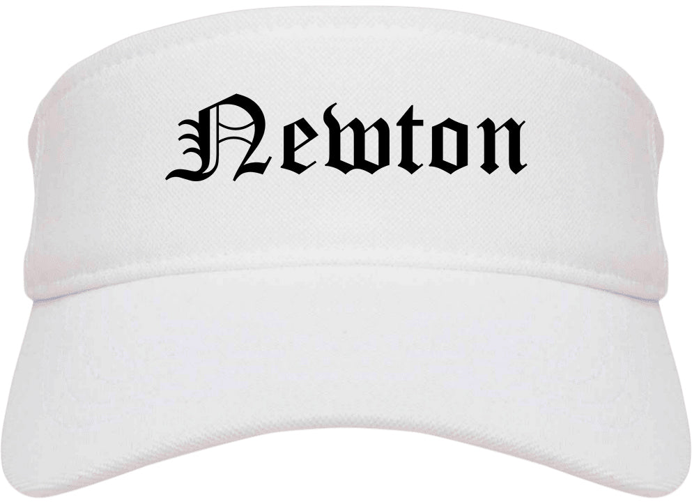 Newton Kansas KS Old English Mens Visor Cap Hat White