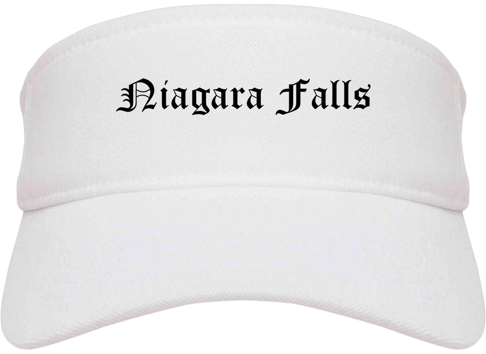 Niagara Falls New York NY Old English Mens Visor Cap Hat White