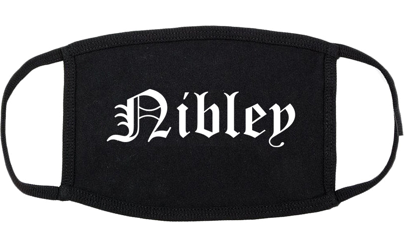 Nibley Utah UT Old English Cotton Face Mask Black