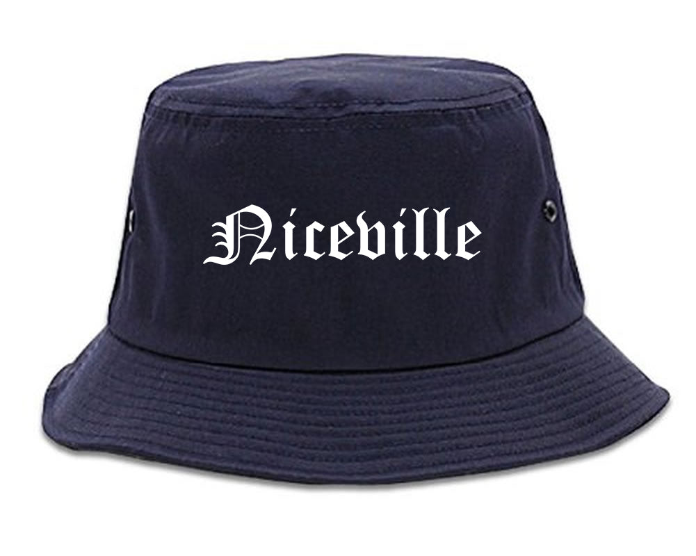 Niceville Florida FL Old English Mens Bucket Hat Navy Blue