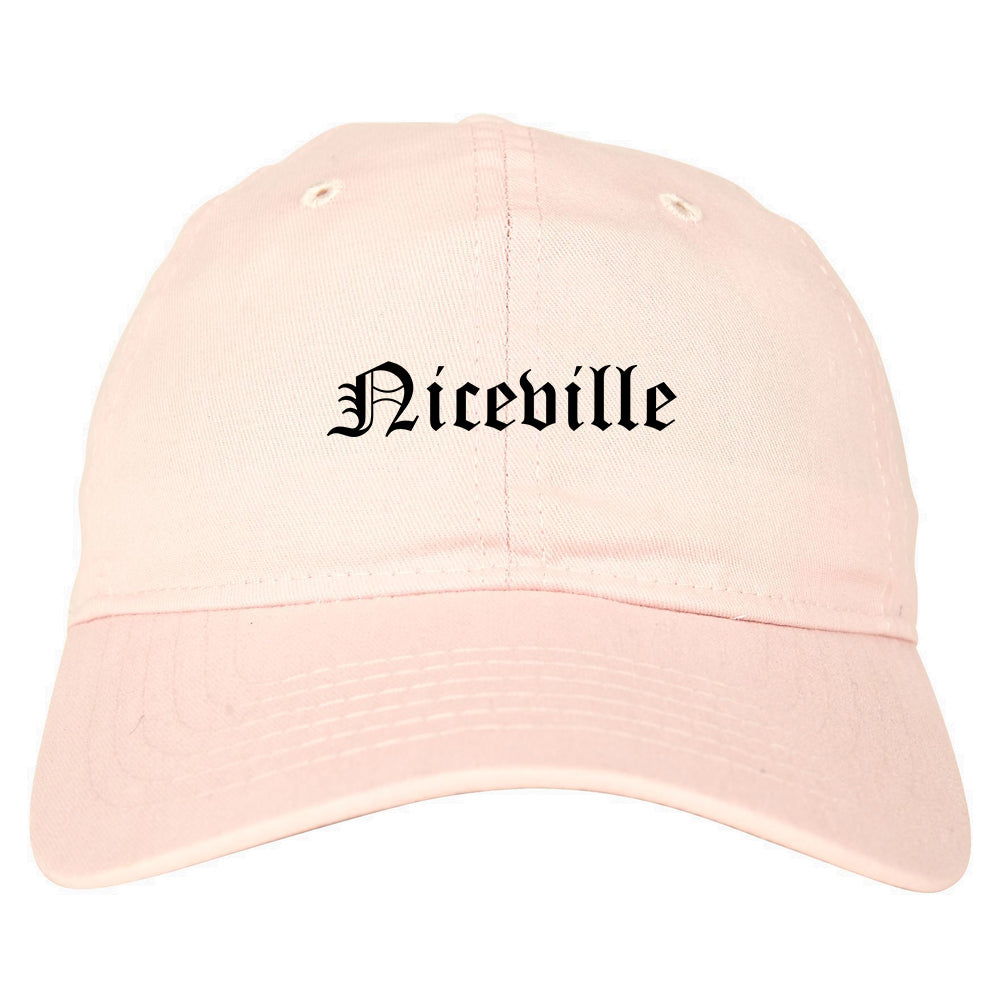 Niceville Florida FL Old English Mens Dad Hat Baseball Cap Pink