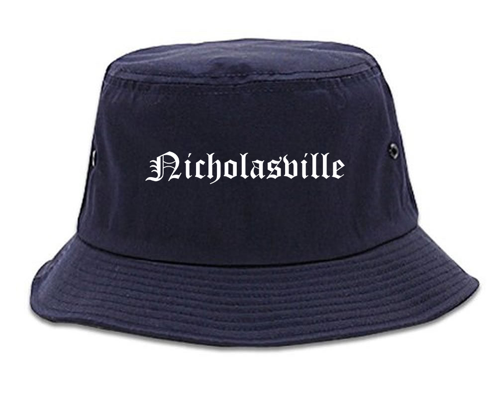 Nicholasville Kentucky KY Old English Mens Bucket Hat Navy Blue