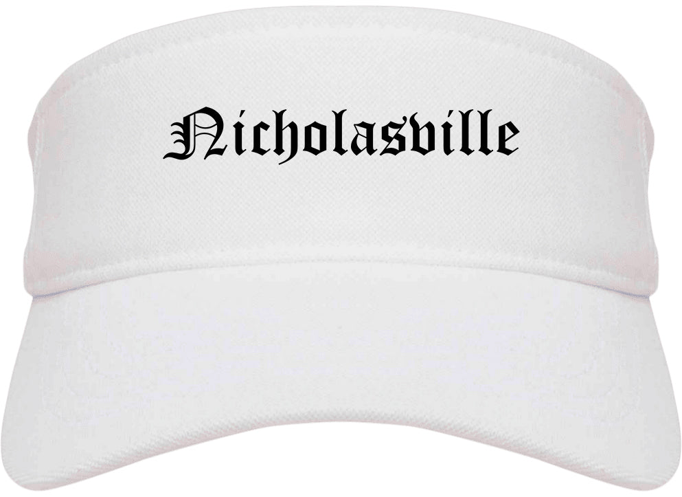 Nicholasville Kentucky KY Old English Mens Visor Cap Hat White