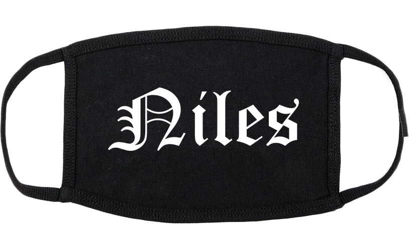 Niles Michigan MI Old English Cotton Face Mask Black