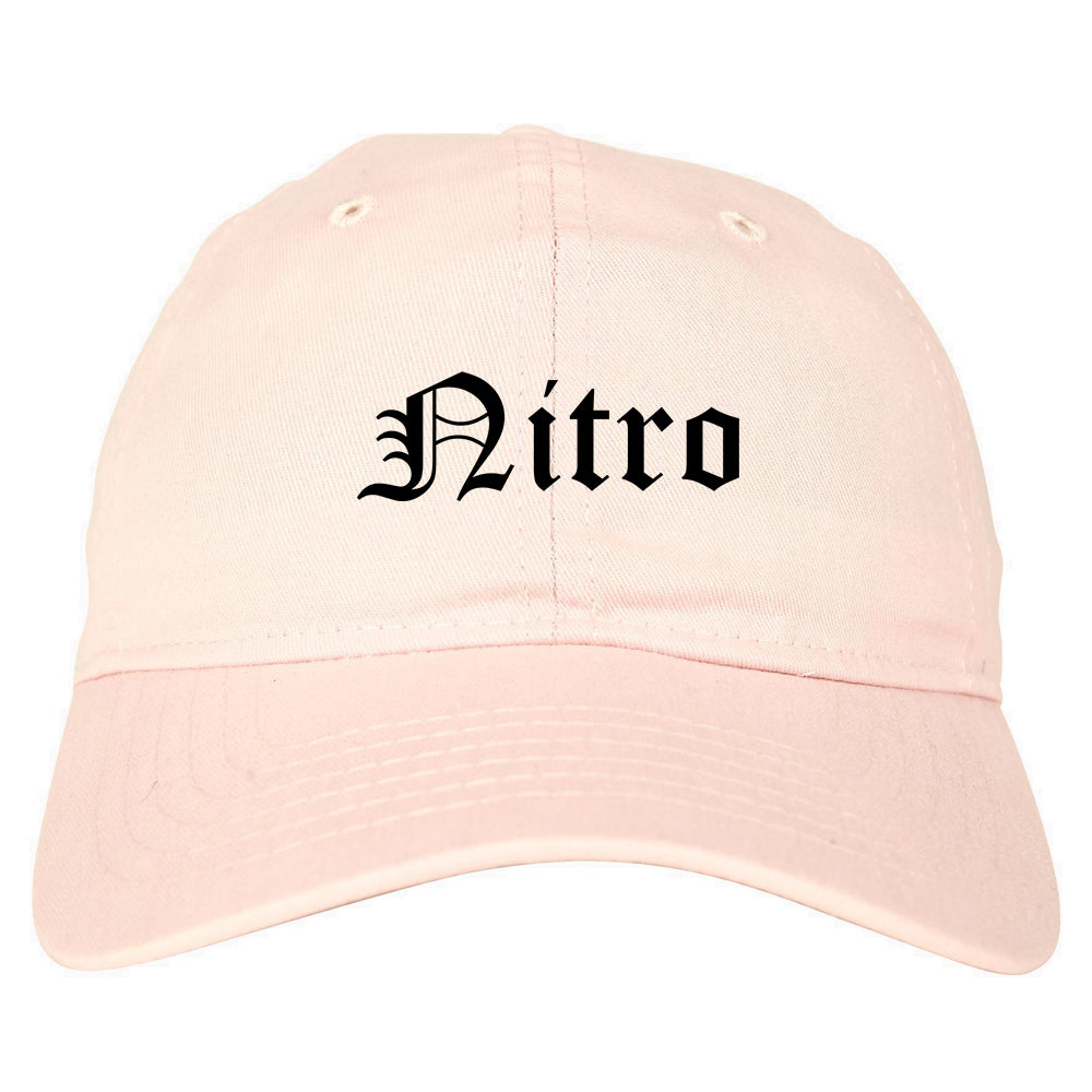 Nitro West Virginia WV Old English Mens Dad Hat Baseball Cap Pink