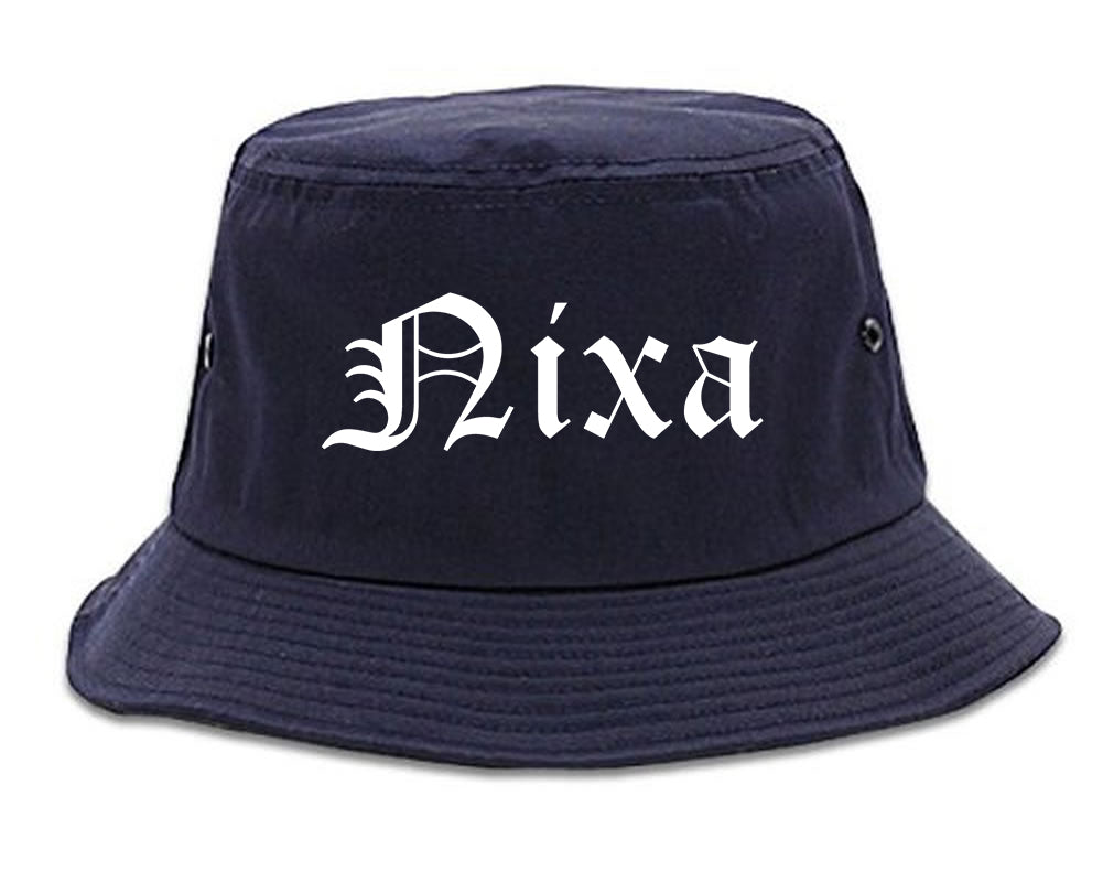 Nixa Missouri MO Old English Mens Bucket Hat Navy Blue