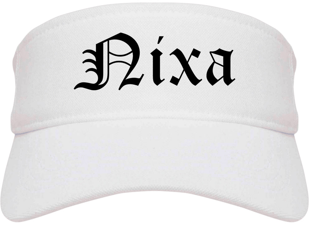 Nixa Missouri MO Old English Mens Visor Cap Hat White