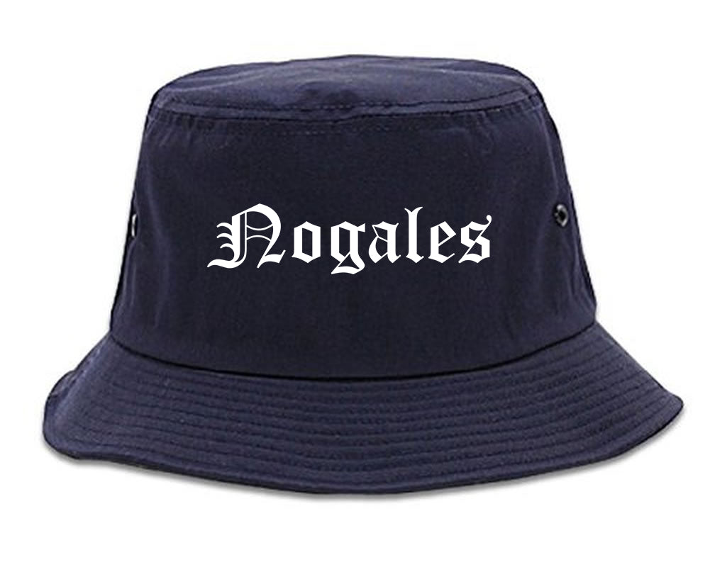 Nogales Arizona AZ Old English Mens Bucket Hat Navy Blue