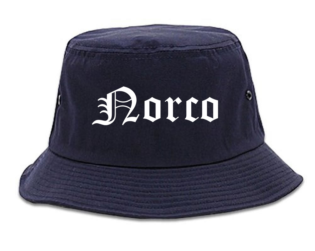 Norco California CA Old English Mens Bucket Hat Navy Blue