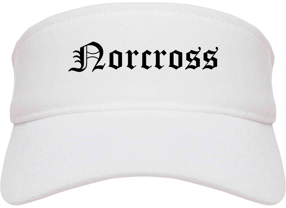 Norcross Georgia GA Old English Mens Visor Cap Hat White