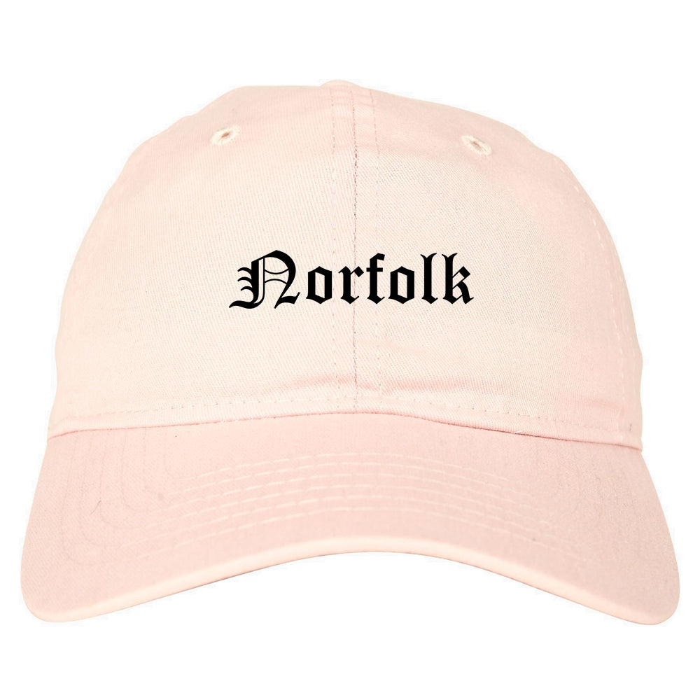 Norfolk Virginia VA Old English Mens Dad Hat Baseball Cap Pink