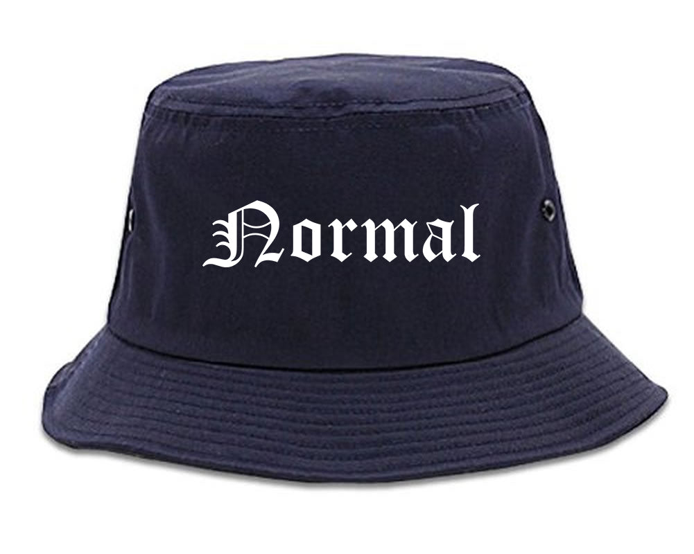 Normal Illinois IL Old English Mens Bucket Hat Navy Blue