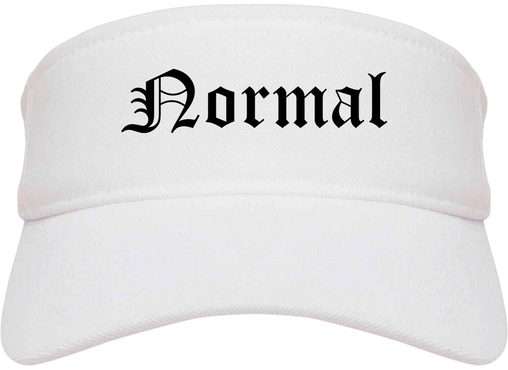 Normal Illinois IL Old English Mens Visor Cap Hat White