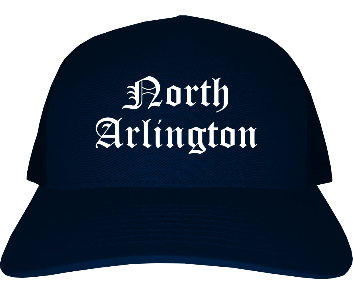 North Arlington New Jersey NJ Old English Mens Trucker Hat Cap Navy Blue