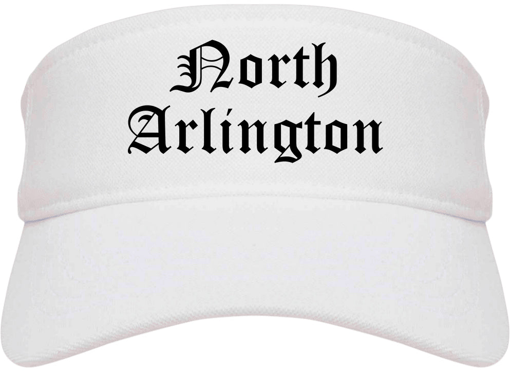 North Arlington New Jersey NJ Old English Mens Visor Cap Hat White