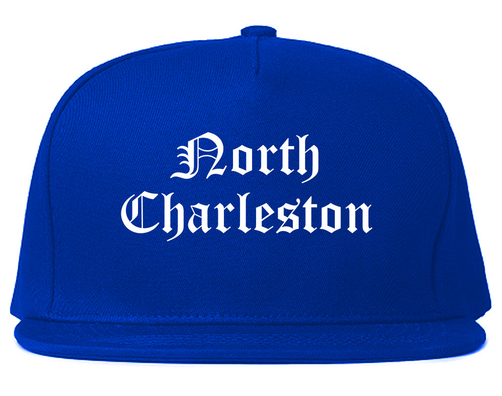 North Charleston South Carolina SC Old English Mens Snapback Hat Royal Blue