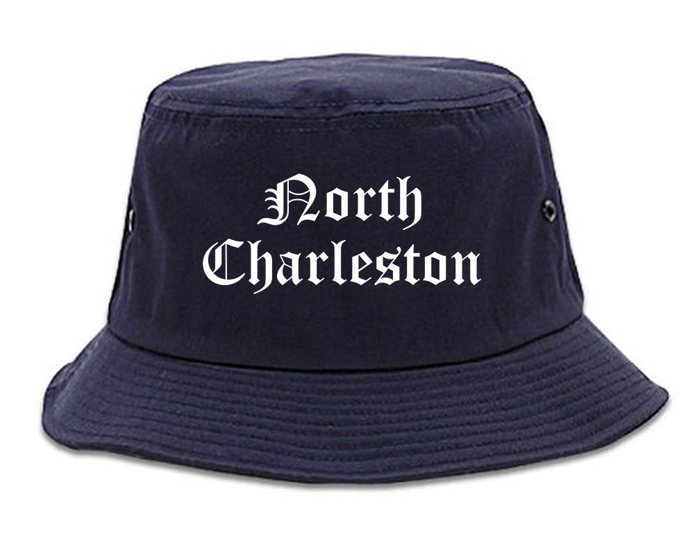 North Charleston South Carolina SC Old English Mens Bucket Hat Navy Blue