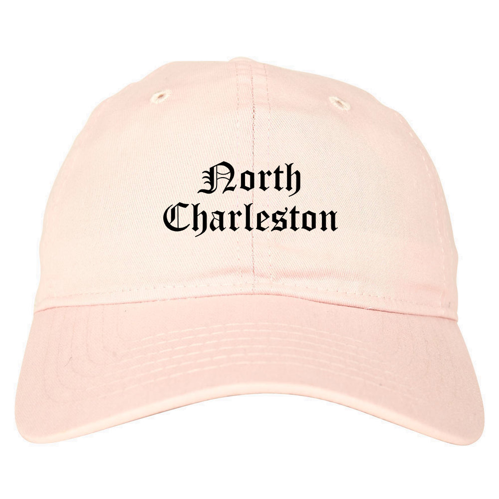 North Charleston South Carolina SC Old English Mens Dad Hat Baseball Cap Pink
