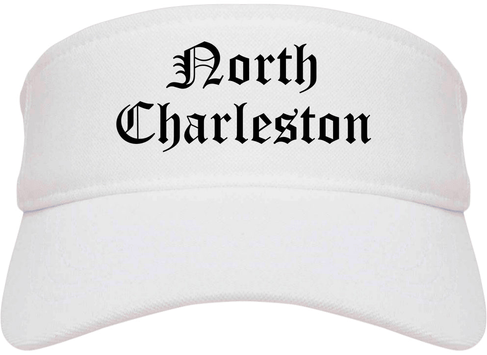 North Charleston South Carolina SC Old English Mens Visor Cap Hat White