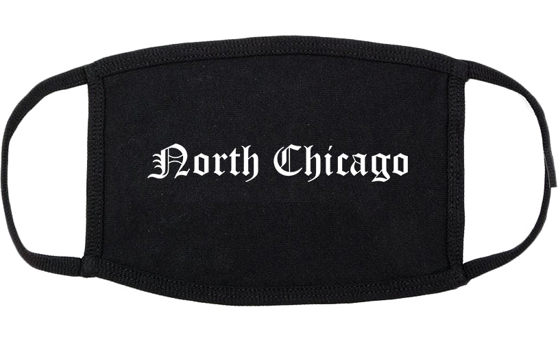 North Chicago Illinois IL Old English Cotton Face Mask Black