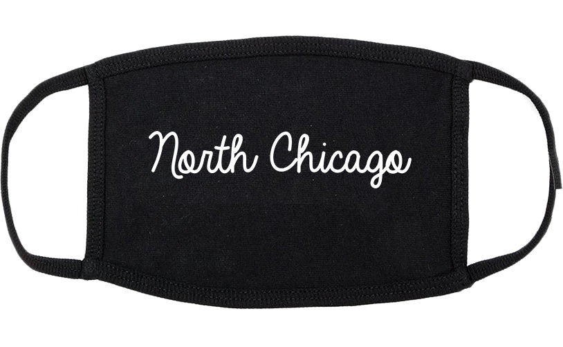 North Chicago Illinois IL Script Cotton Face Mask Black
