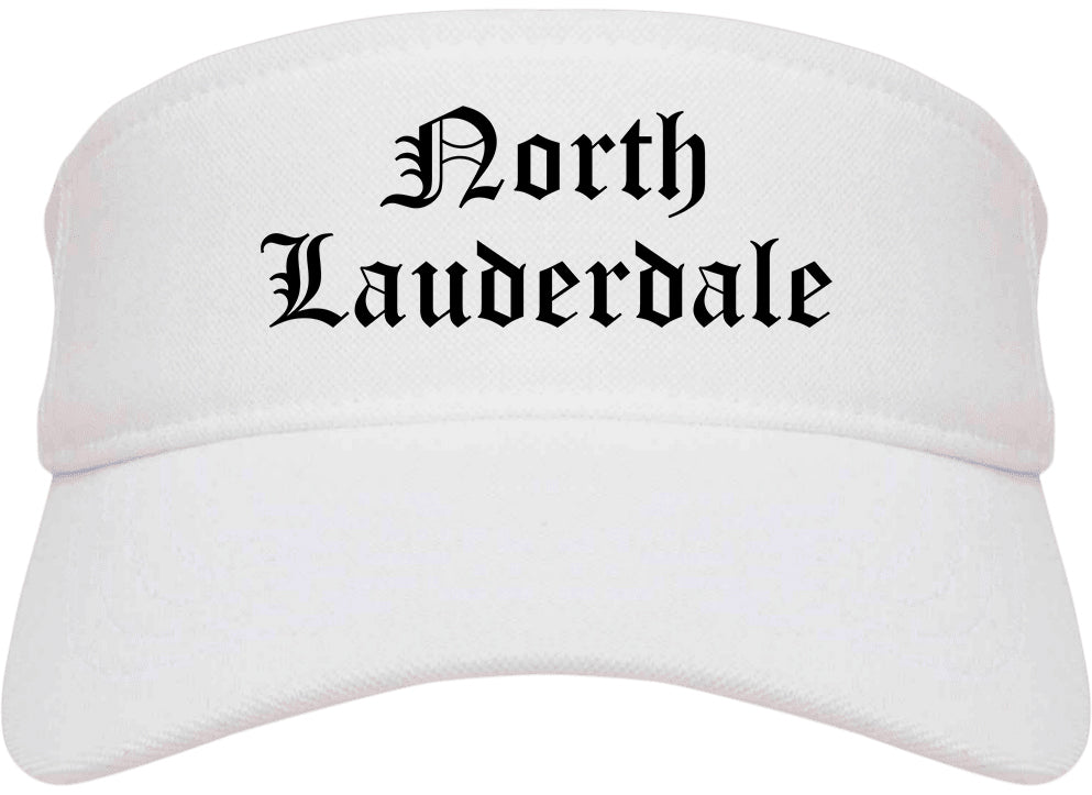 North Lauderdale Florida FL Old English Mens Visor Cap Hat White