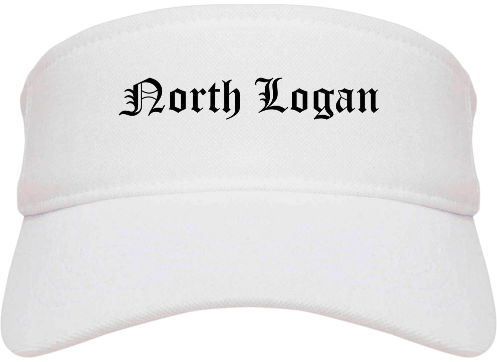 North Logan Utah UT Old English Mens Visor Cap Hat White