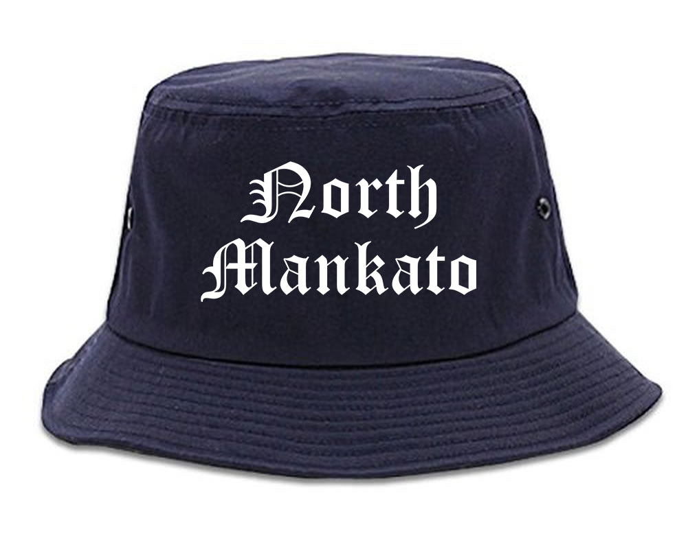 North Mankato Minnesota MN Old English Mens Bucket Hat Navy Blue