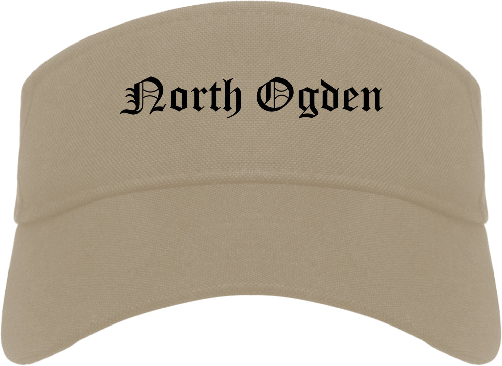 North Ogden Utah UT Old English Mens Visor Cap Hat Khaki