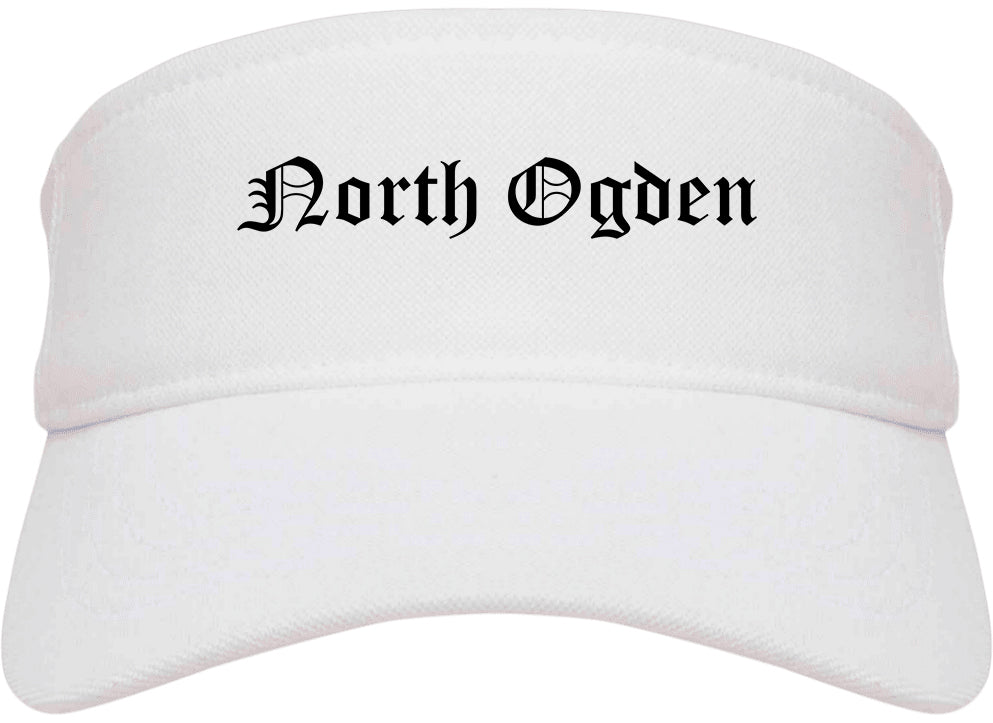 North Ogden Utah UT Old English Mens Visor Cap Hat White