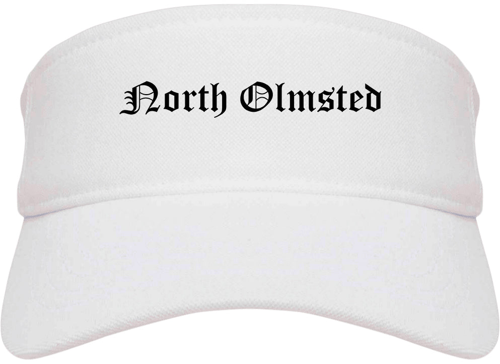 North Olmsted Ohio OH Old English Mens Visor Cap Hat White