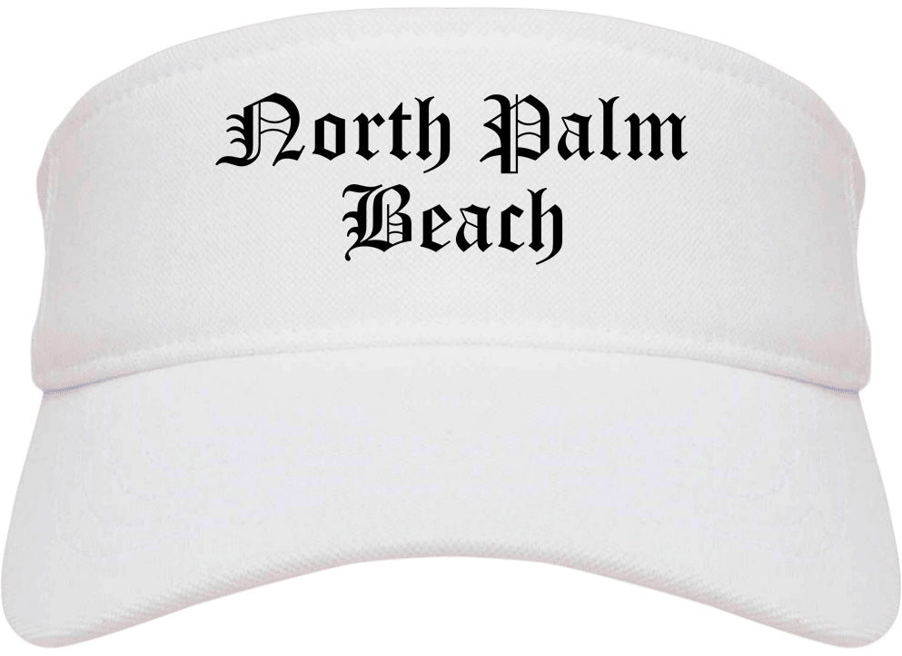 North Palm Beach Florida FL Old English Mens Visor Cap Hat White