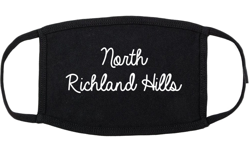 North Richland Hills Texas TX Script Cotton Face Mask Black