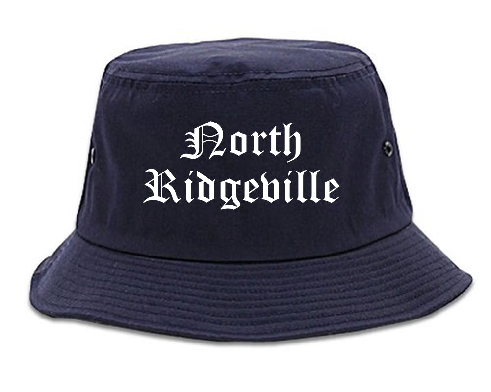 North Ridgeville Ohio OH Old English Mens Bucket Hat Navy Blue